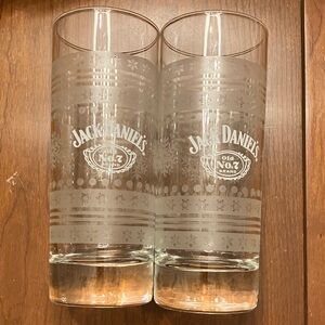 Jack Daniels no. 7 Christmas Snowflake Frosted Highball Glass Pair